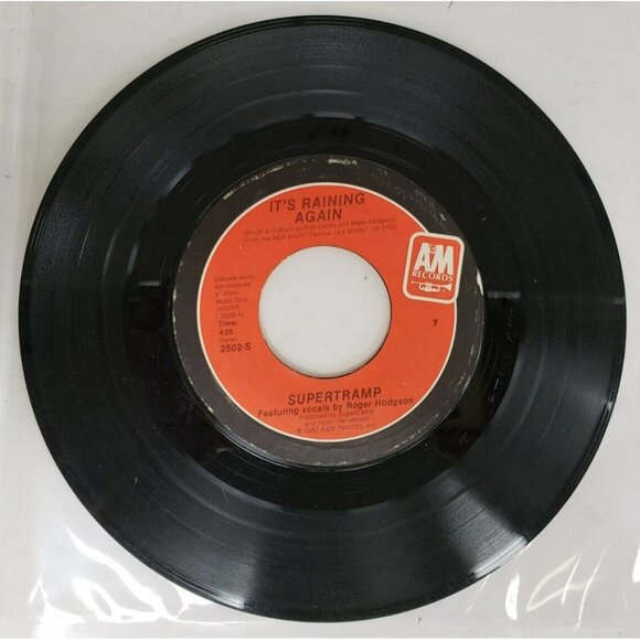 Record 45 RPM Vinyl  Supertramp It's Raining Again/ Bonnie Record VINTAGE 1982 - Picture 3 of 6